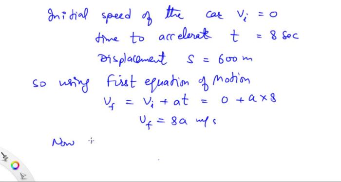 A car initially at rest accelerates at 10m/s