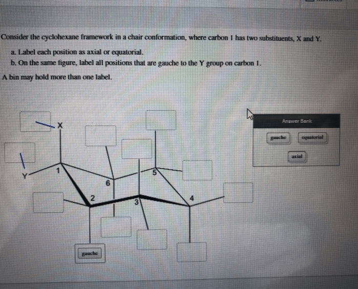 Consider the cyclohexane framework in a chair conformation