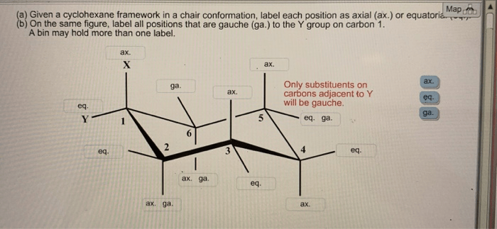 Cyclohexane chair conformation given framework label axial position equatorial each same figure answers