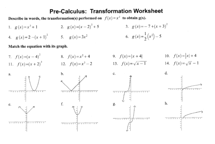 Precalculus transformations of functions worksheet